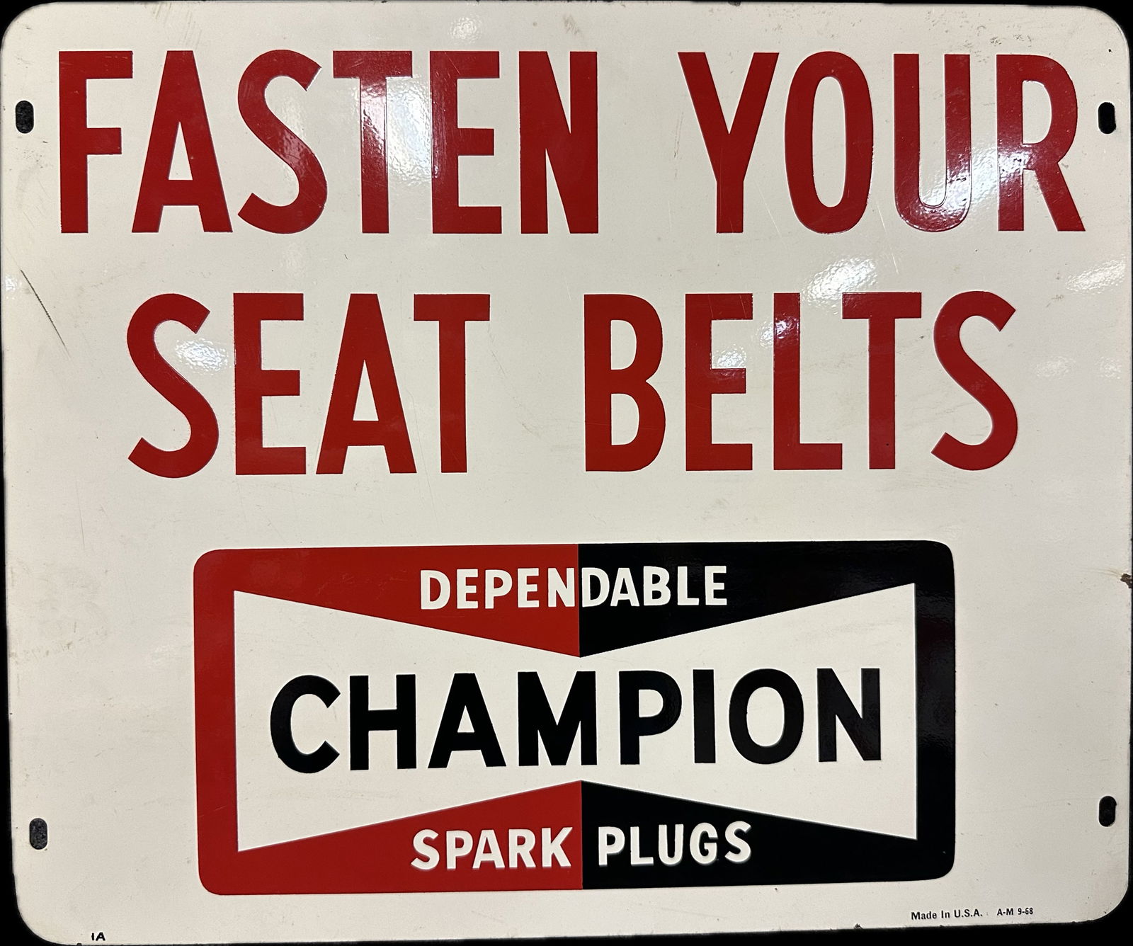 Fasten Your Seat Belts Champion Dependable Spark Plugs Painted Metal Double Sided Sign (1 of 7)