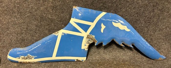 1950s Goodyear Single Sided Porcelain 30" Winged Foot Advertising Sign