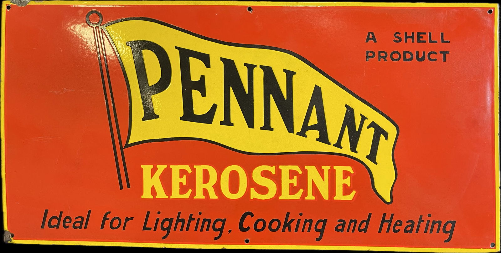Vintage Pennnant Kerosene Single Sided Porcelain Advertising Sign (1 of 6)