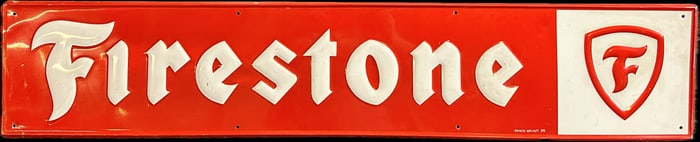 Firestone Single Sided Tin Embossed Metal Advertisign Sign