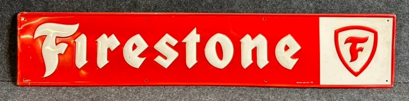 Firestone Single Sided Tin Embossed Metal Advertisign Sign (1 of 7)
