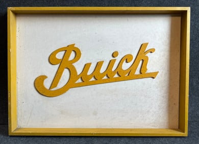 Original 1960s Buick Yellow & White Wooden 42" Dealership Sign