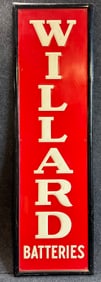 Willard Batteries Embossed Metal 1950s 5' Tall Advertising Sign