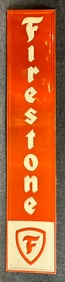 Firestone 6' Embossed 1970s Painte Metal Advertising Sign