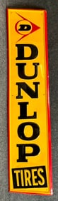 Dunlop Tires Embossed 1960s Metal Advertising 5' Tall Vertical Sign