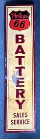 Phillips 66 Battery Sales Service 6' Embossed Metal Advertising 1950s Sign
