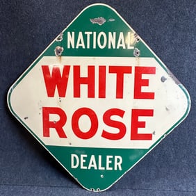 White Rose National Dealer Double Sided Porcelain Advertising Sign