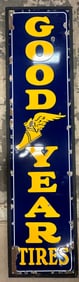 8' Goodyear Tires Single Sided Porcelain Ca. 1930s Advertising Sign