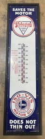 Antique 1920s Polarine Iso-Vis Standard Oil 6' Porcelain Advertising Thermometer Sign