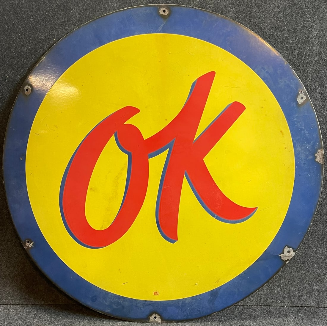 OK Chevy Used Cars 36" Single Sided Porcelain Advertising Sign (1 of 6)