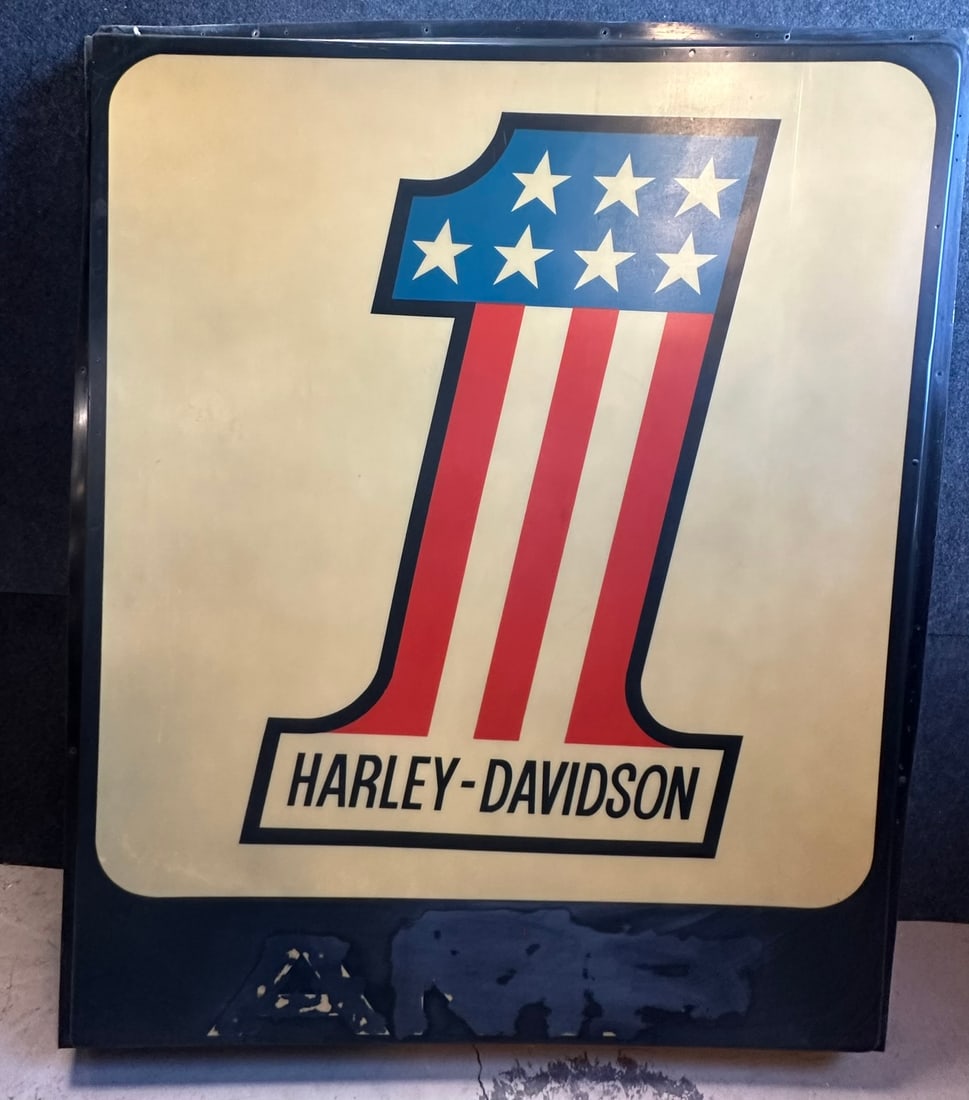 Original 1970s Harley Davidson #1 AMF Plastic Lighted Advertising 6' Tall Sign Panel (1 of 6)