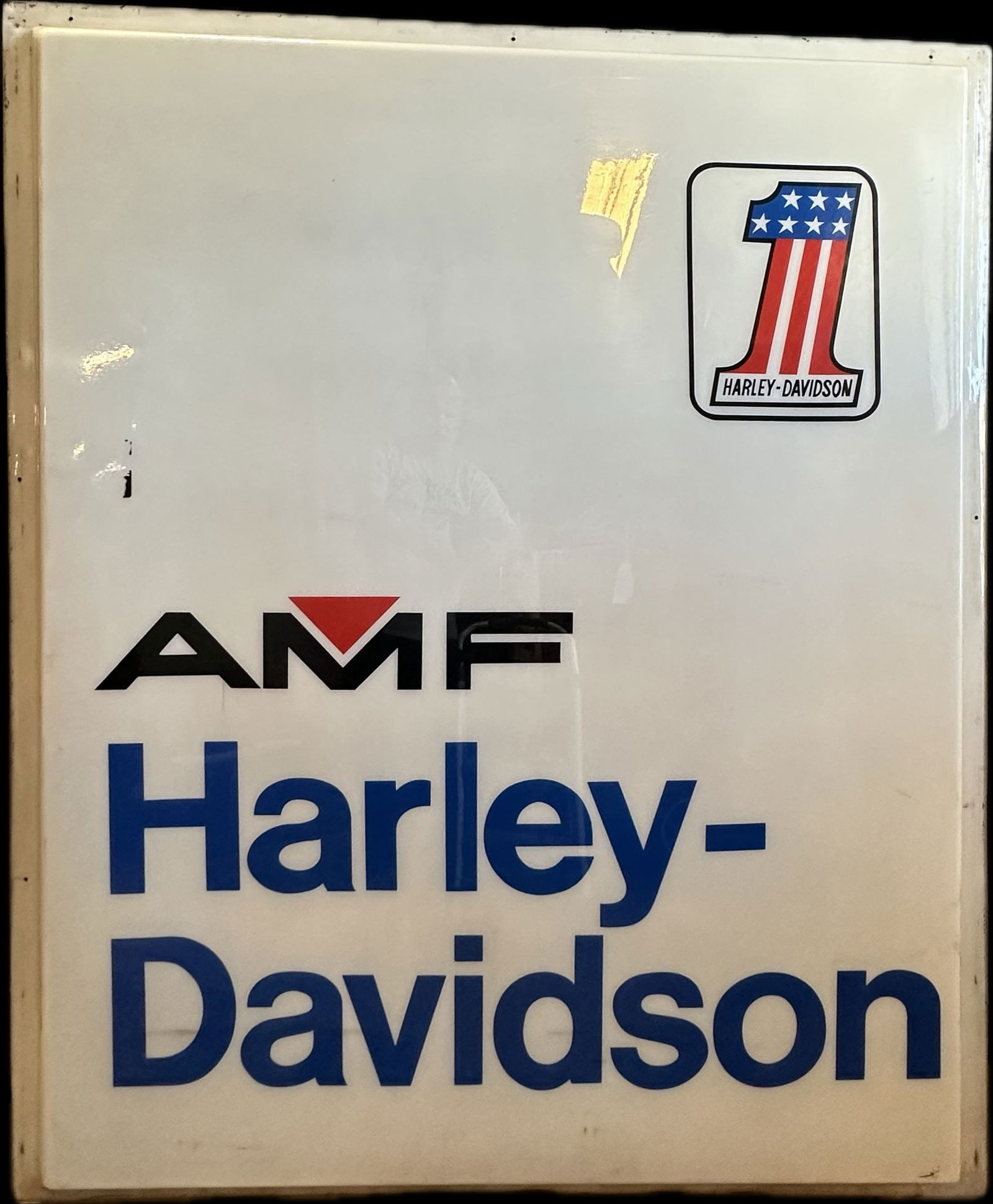 AMF Harley Davidson #1 Original Motorcycle Plastic Lighted Advertising 6' Tall Sign Panel (1 of 7)