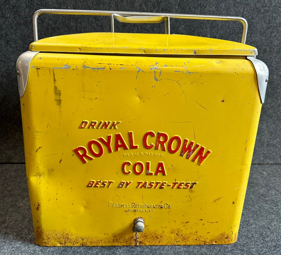 Royal Crown Cola Embossed Original 1950s Soda Pop Metal Advertising Cooler (1 of 9)