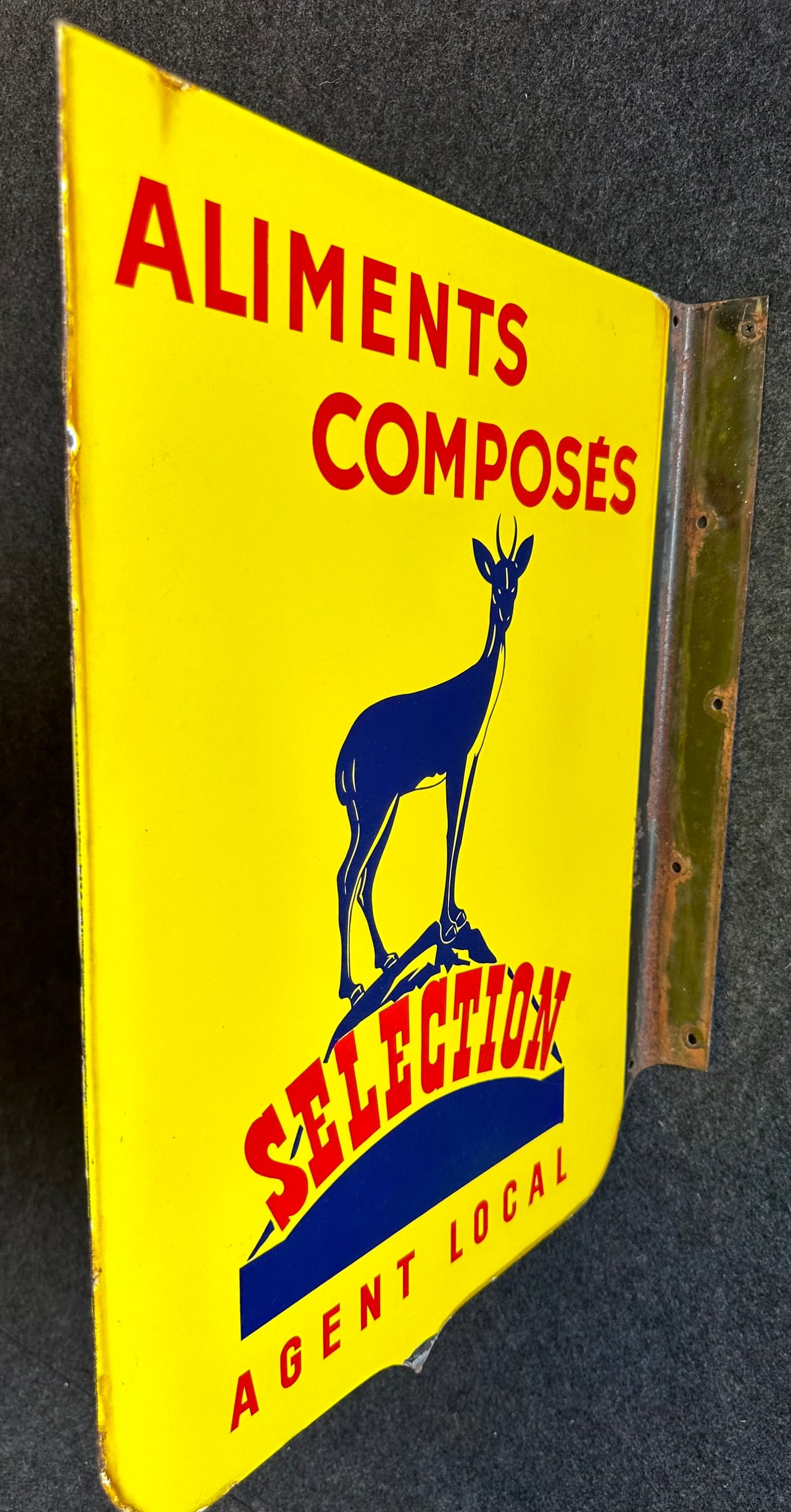 Original Aliments Composes Selection Corn Kernal Double Sided Porcelain Advertising Flange: Nice original sign with original manufactuer marking as shown