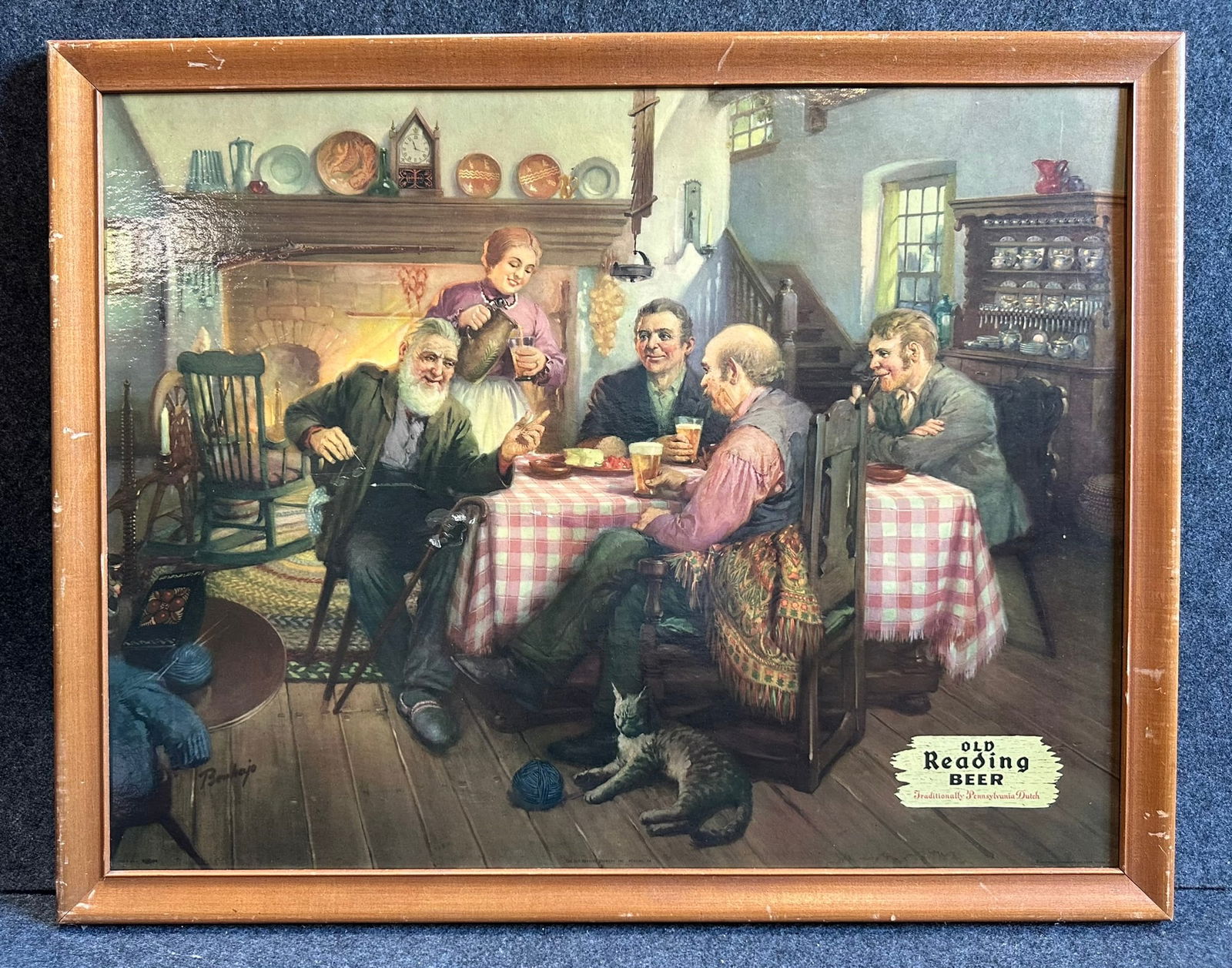 Old Reading Beer Original 1930s Advertising Framed Cardboard Advertising Sign (1 of 11)