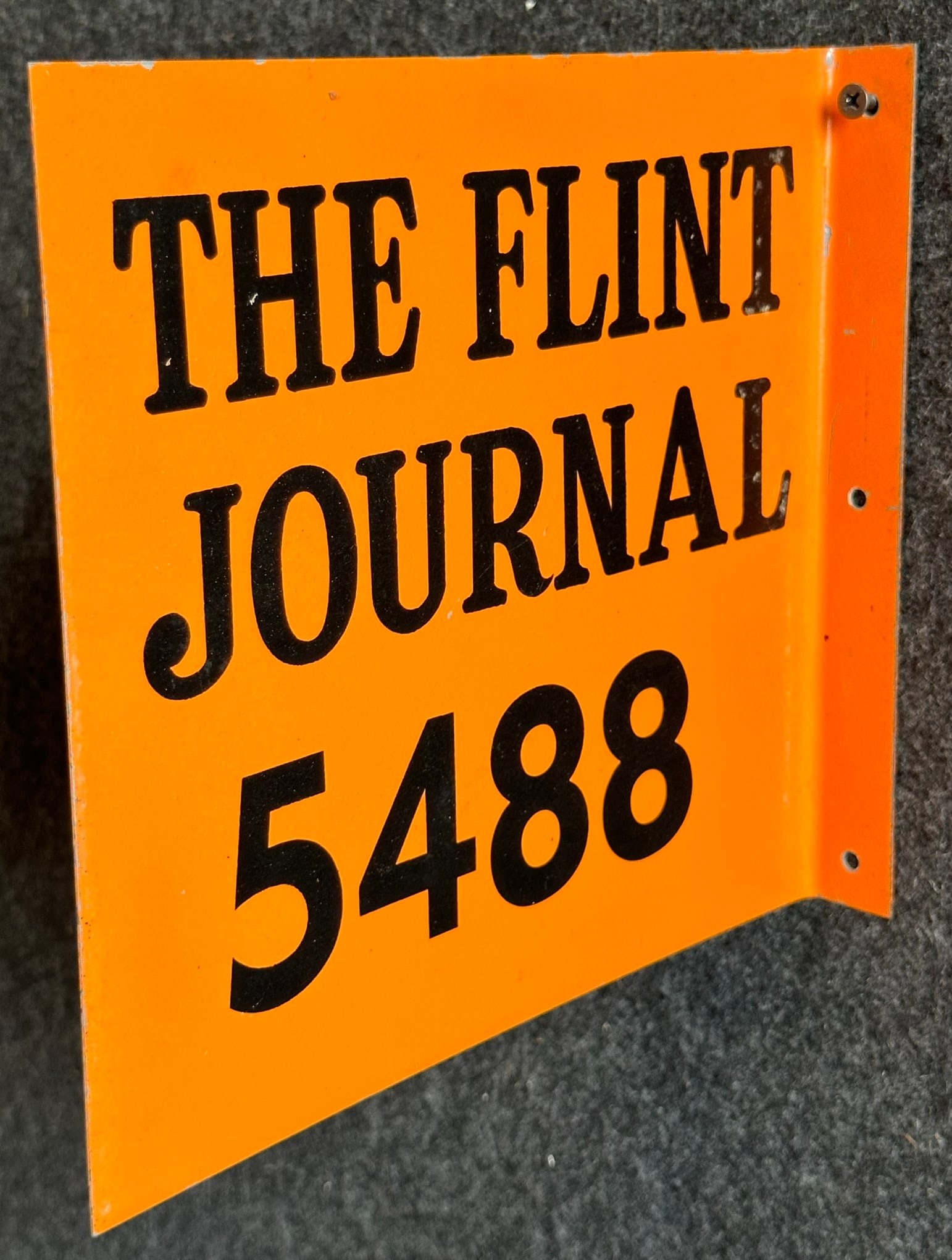 The Flint Journal 5488 Double Sided Painted Metal Advertising Newspaper Flange Sign: 9.25" x 8.5"