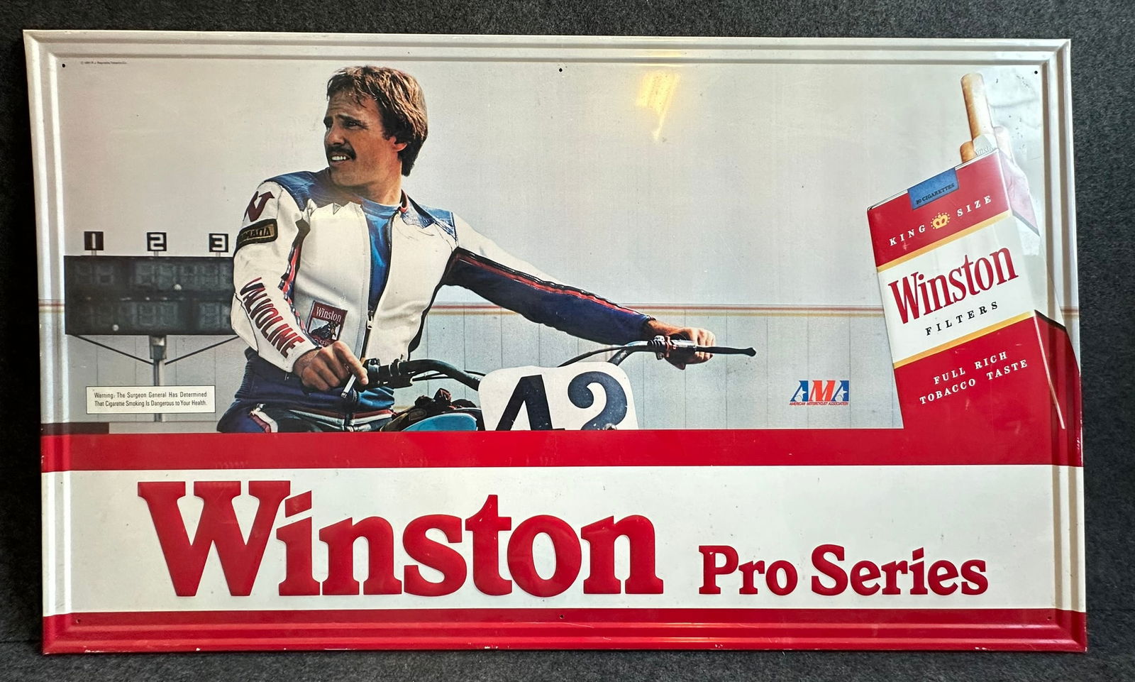 Winston Pro Series AMA Embossed 5' x 3' Motorcycle Advertising Metal Sign (1 of 11)