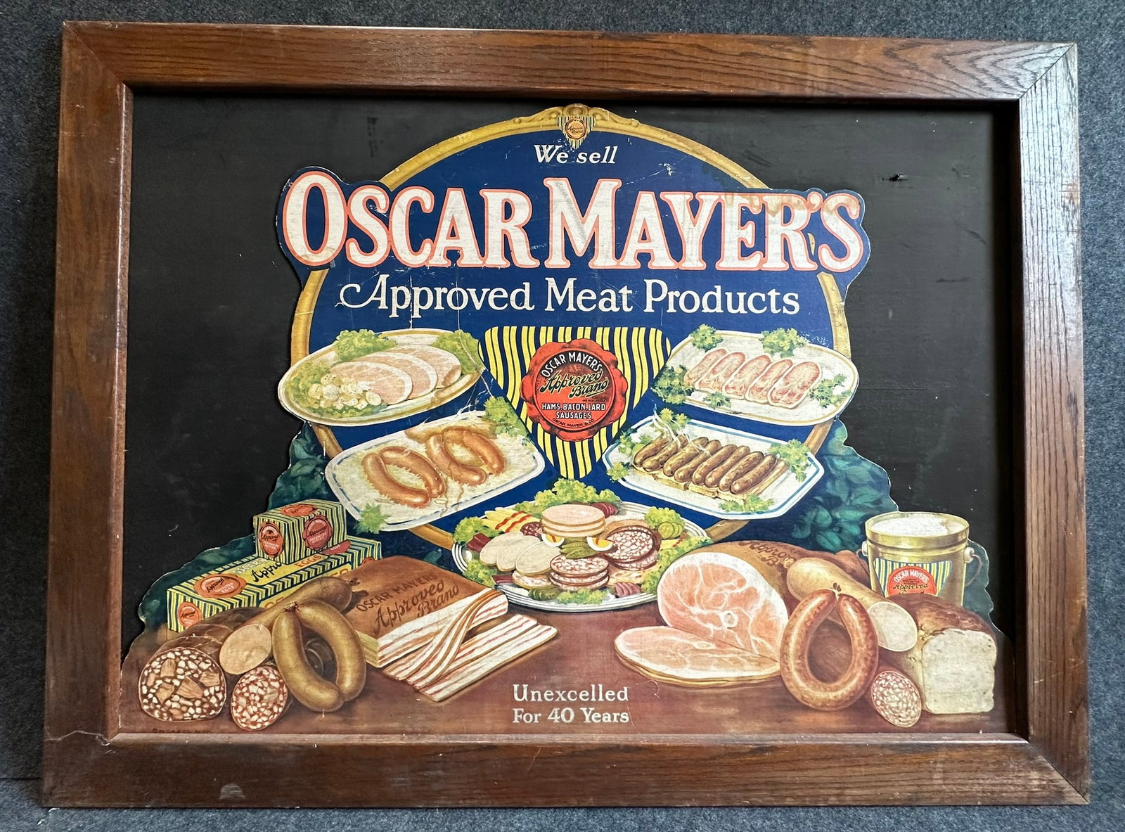 Oscar Mayer's Approved Meat Products General Store Cardboard Advertising Sign: 57.25" x 43"