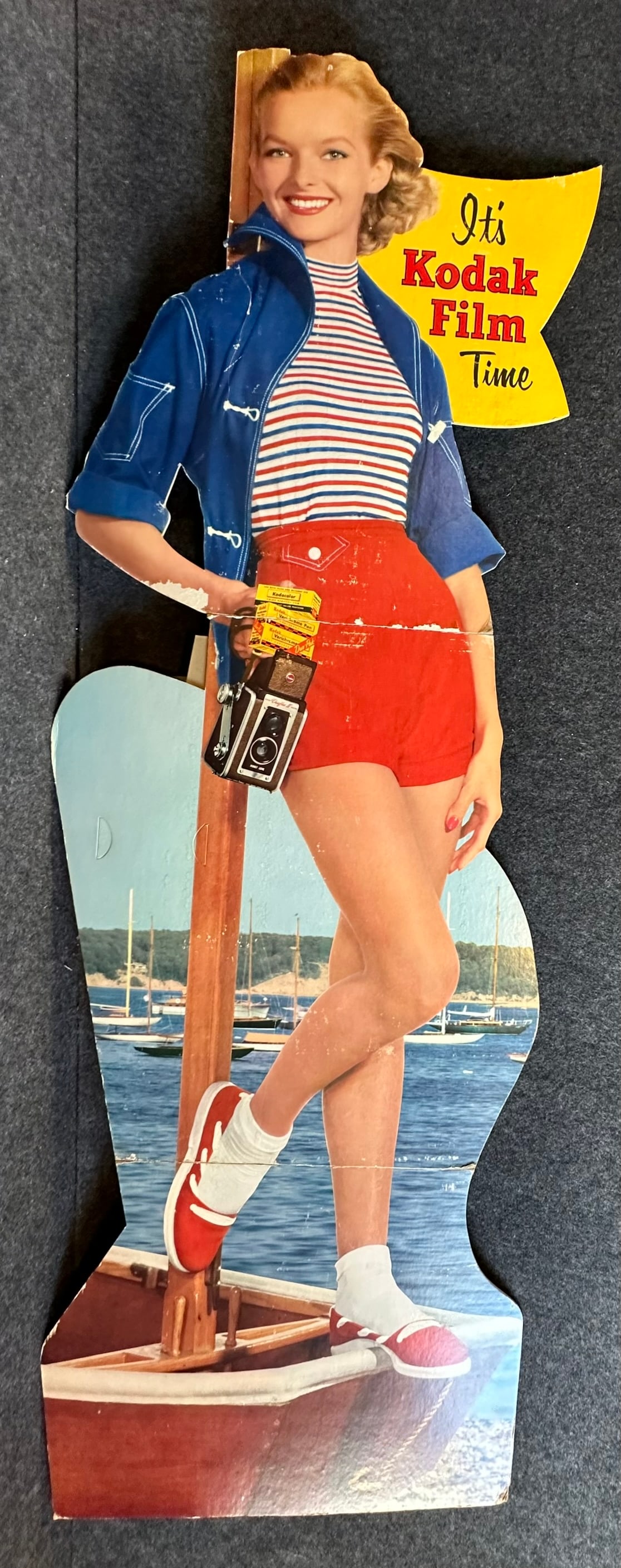 It's Kodak Filk Time Ca. 1950s Cardboard Easel Back Lifesize Advertising Woman Sign (1 of 7)