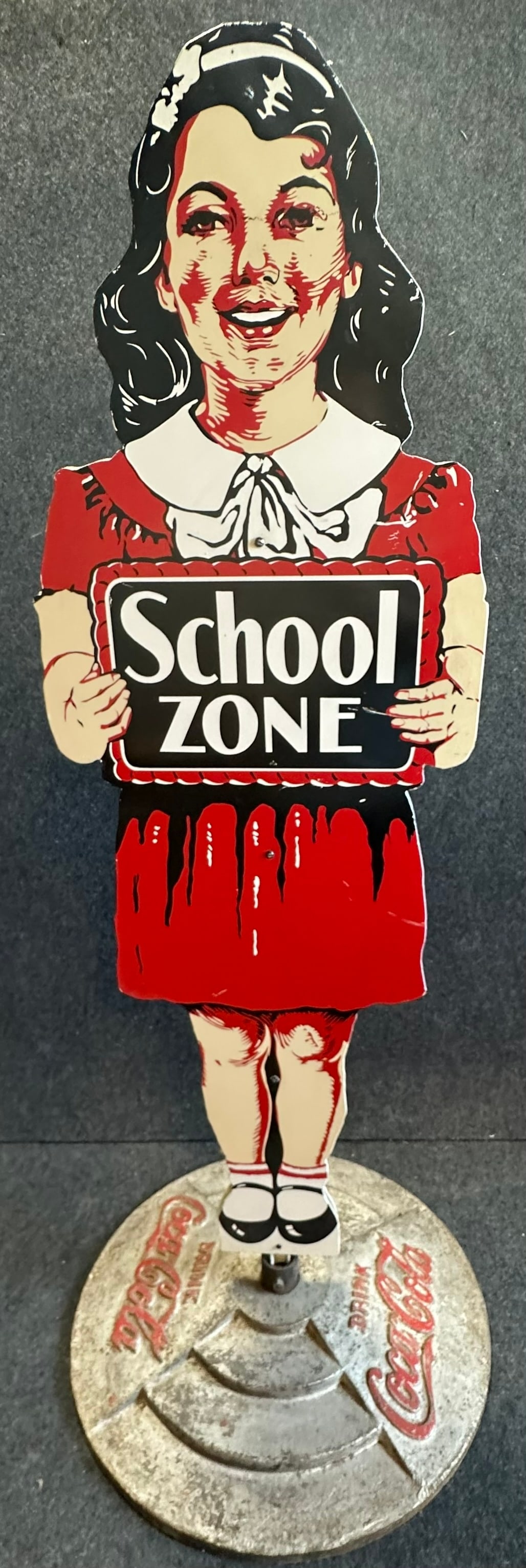 School Zone Reproduction Crossing Guard Sign w/ Original Coca Cola Lollipop Sign (1 of 8)