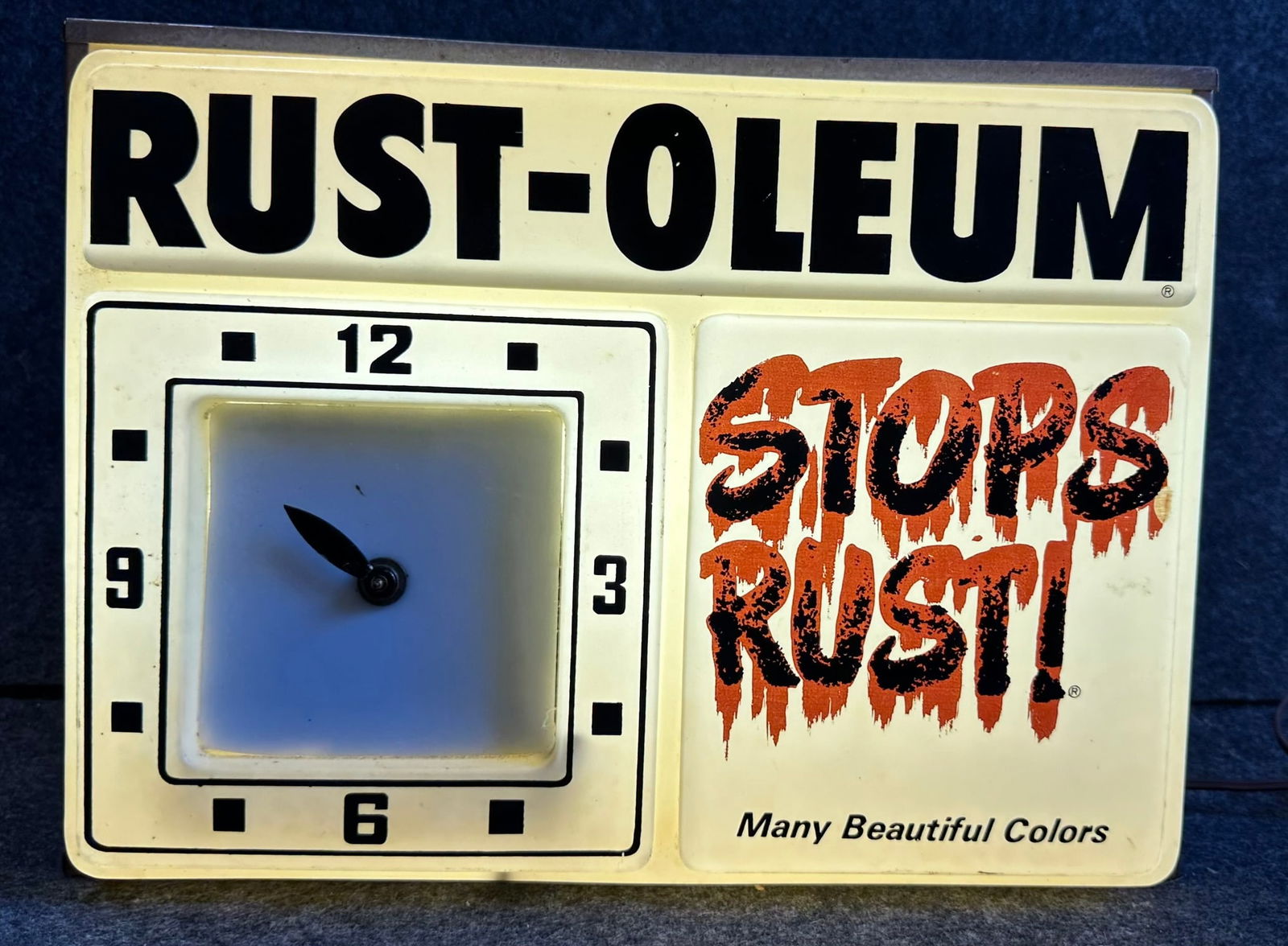 Rust-Oleum Stops Rust Plastic Lighted Advertising Clock (1 of 9)