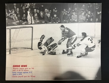 Photograph of Gordie Howe's No. 762 Regular Season Goal Against N.Y. April 4, 1970