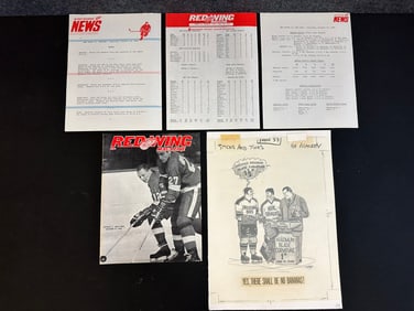 Red Wing Magazine Frank Mahovlich Cover w/ Sticks and Yuks Original 1" Curvature Artwork