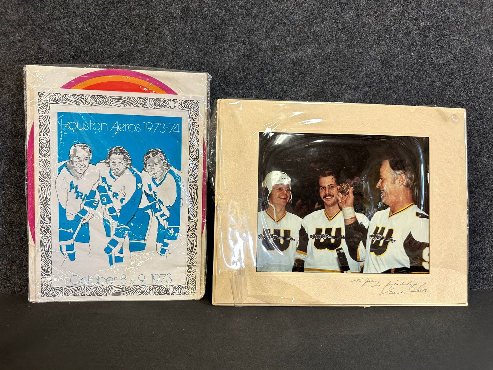 Gordie, Mark & Marty Howe Signed Photograph w/ The Howe Family Magazine & Houston Aeros Magazine Set (1 of 7)