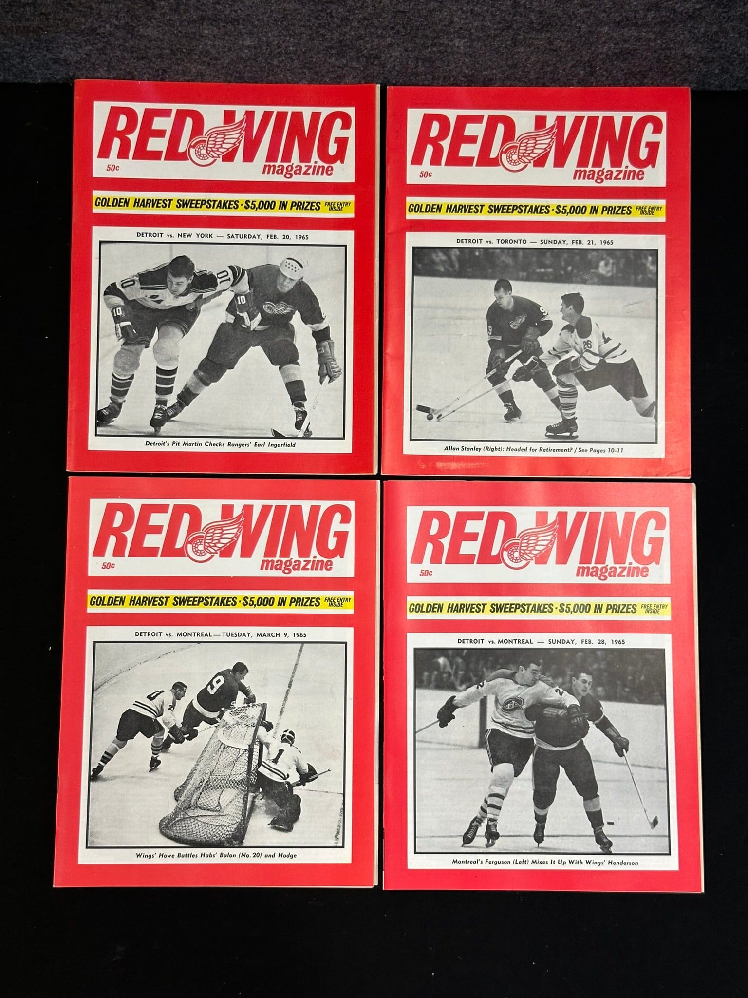 4 Red Wing Magazines Feb. 20, 1965 - Mar. 9, 1965 - High Grade: 4 Red Wing Magazines duplicates consisting of the dates; Feb. 20, 1965, Feb. 21, 1965, Feb. 28, 1965, & Mar. 9, 1965 8.5''x11''