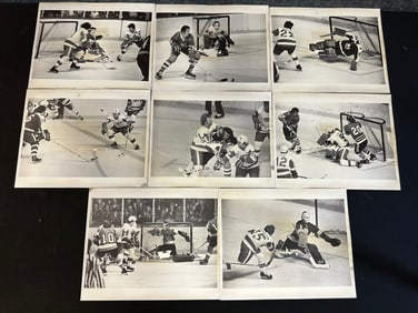 Lot 8 Original 8x10 Detroit Red Wings 1975 Season Photographs w/ Negatives
