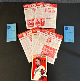 Lot of 8 Original 1960s Detroit Red Wing Publications: Blade, Facts Book & NHL Rules
