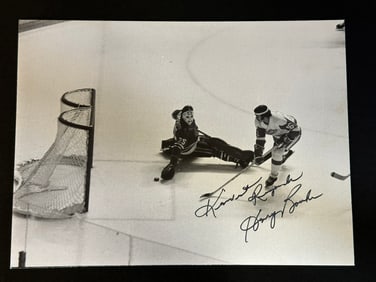 Signed Matted Print of Detroit Red Wings Henry Boucha Scoring