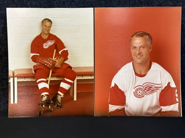2 Matted Prints of Gordie Howe in Red Wing Uniform 11"x14"