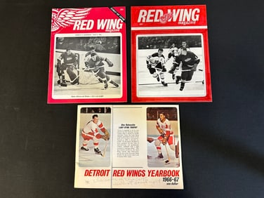 Lot 3 Detroit Red Wings Yearbook 1966-67, Marked Red Wing Magazine, & Red Wing Magazine Proof