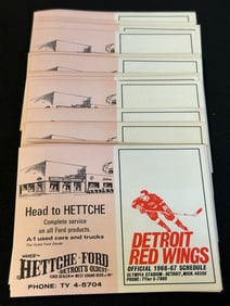 30 Detroit Red Wings Official 1966-67 Schedule Cards MINT NOS Condition
