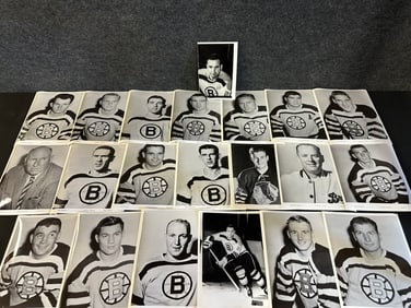 Lot 19 Original 8x10 Team Issued Photographs of Boston Bruins Players, Trainer & Scout