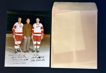 Personalized & Signed 11"x14" Photograph of Gordie Howe & Alex Delvecchio