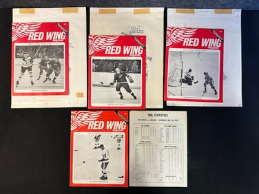 Lot 4 Red Wing Magazines 3 w/ Original Cartoon Sketch Dec. 5-18, 1965 Gordie Howe 600