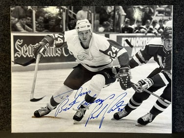 Autographed & Personalized Bob Probert 14" x 11" Detroit Red Wings Photograph