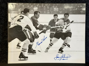 Autographed 14"x11" Photographic Print of Gordie Howe & Jean Beliveau