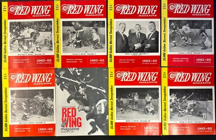 7 Red Wings Magazines Nov. 29, 1962-Dec. 20, 1962 - Near Mint