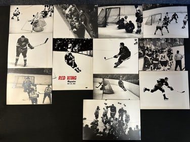 Lot 11 Matted Photos Various Red Wing Games & 1 of The Red Wing Magazine Cover Dated Oct. 25, 1963