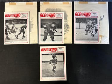 4 Red Wing Magazines, 3 w/ Original Jim Mackey Cartoon Sketch Oct. 22, 1966-Oct. 27, 1966