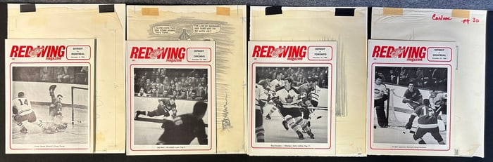 4 Red Wing Magazines, 4 w/ Original Jim Mackey Cartoon Sketch Nov. 6, 1966-Nov. 22, 1966