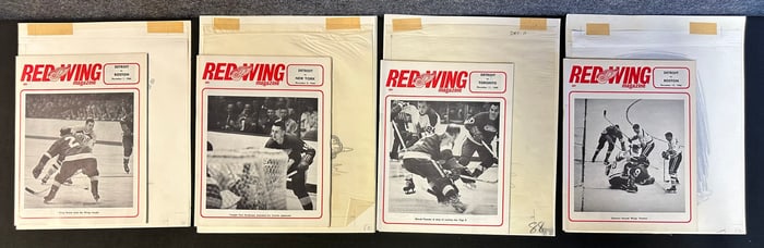 4 Red Wing Magazines, 4 w/ Original Jim Mackey Cartoon Sketch Dec. 1, 1966-Dec. 15, 1966