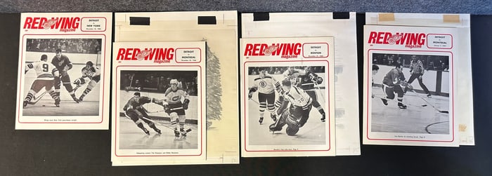 4 Red Wing Magazines, 3 w/ Original Jim Mackey Cartoon Sketch Dec. 18, 1966-Jan. 1, 1967