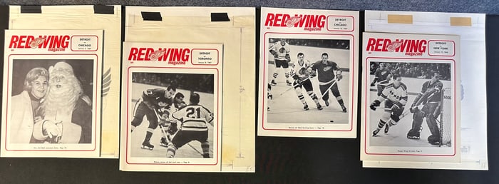 4 Red Wing Magazines, 3 w/ Original Jim Mackey Cartoon Sketch Jan. 5, 1967-Jan. 15, 1967