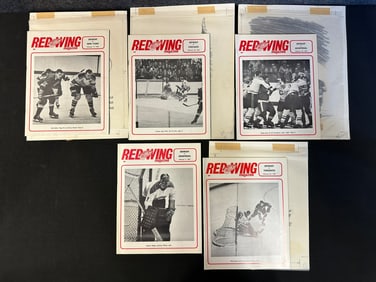 5 Red Wing Magazines, 4 w/ Original Jim Mackey Cartoon Sketch Feb. 5, 1967-Feb. 23, 1967
