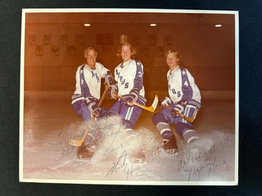 Autographed & Personalized Photograph of Gordie Howe, Marty Howe, & Mark Howe