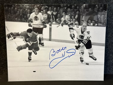 Autographed 14"x11" Photograph of Bobby Hull From Game A 1966 Stanley Cup